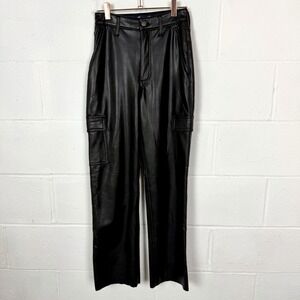 Hollister Ultra High-Rise Vintage Baggy Pant Faux Leather Fleece Lined Edgy‎ 23